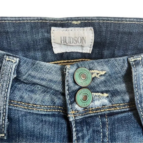 Y2K Hudson Jeans Ginny Crop Straight Leg With Cuff Distressed Size 24 USA Made - Picture 3 of 9